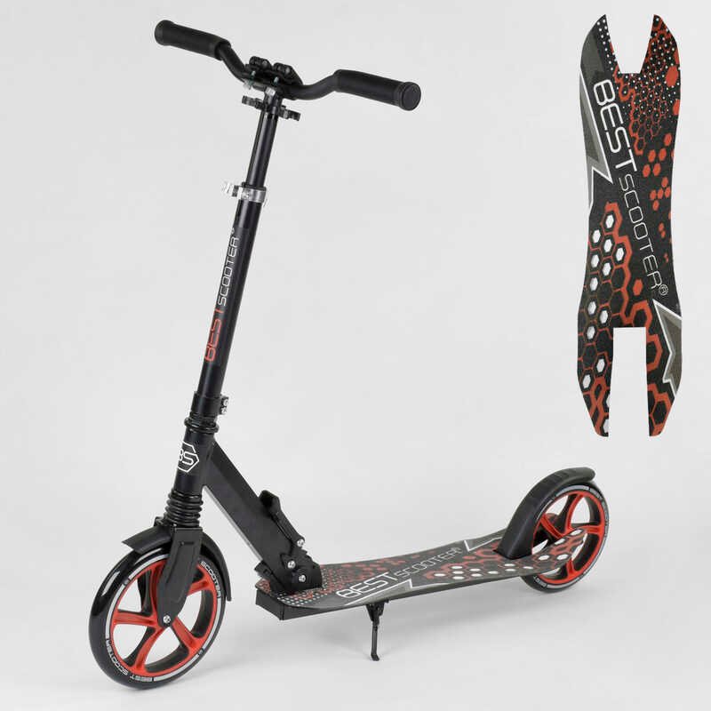 

Самокат 88146 (2) Best Scooter, ЧЕРНЫЙ, зажим руля, переднее колесо PU - 22 см, заднее колесо PU - 20 см, 1 амортизатор, в коробке