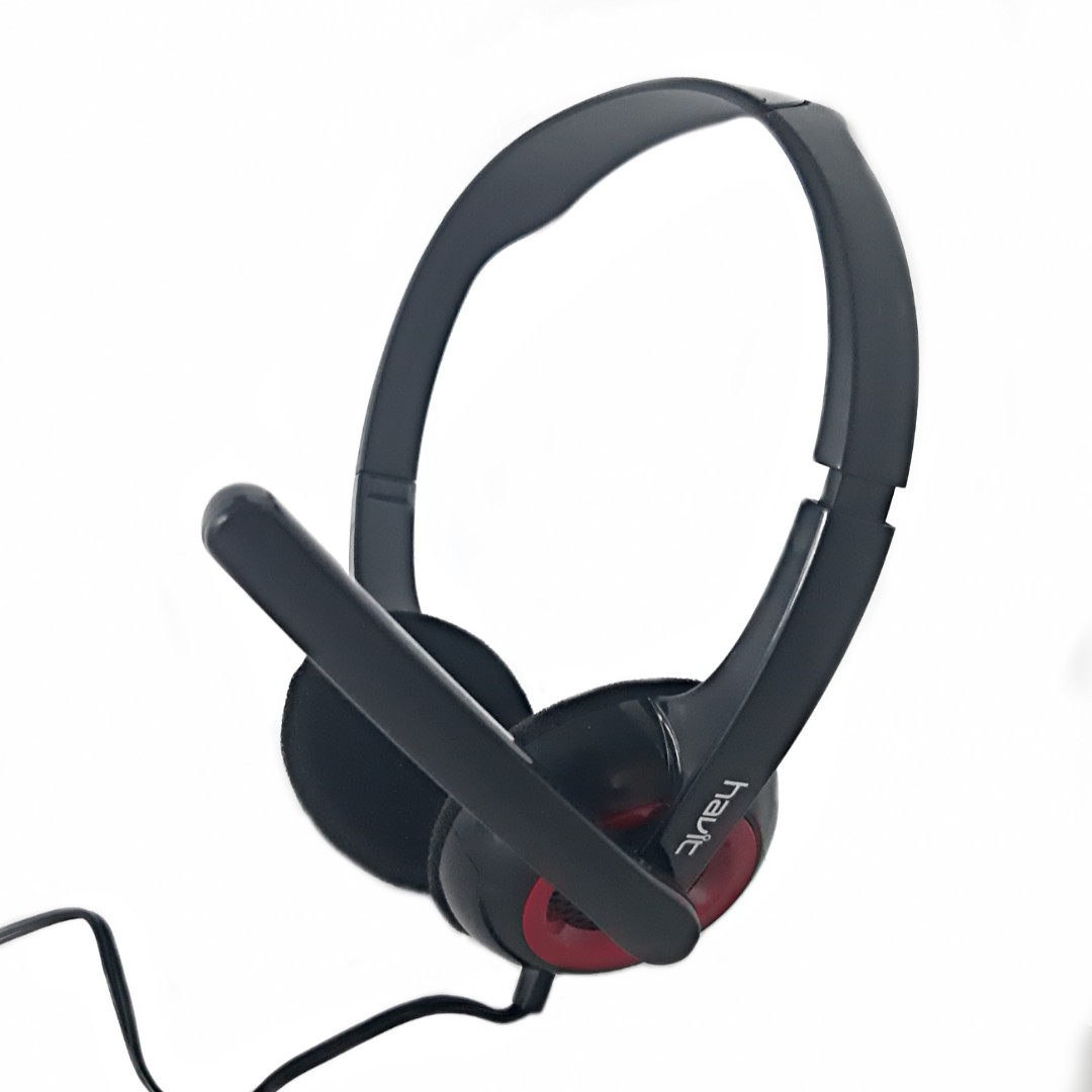 

Наушники накладные проводные с выдвижным микрофоном Havit HV-H202D, Black/Red