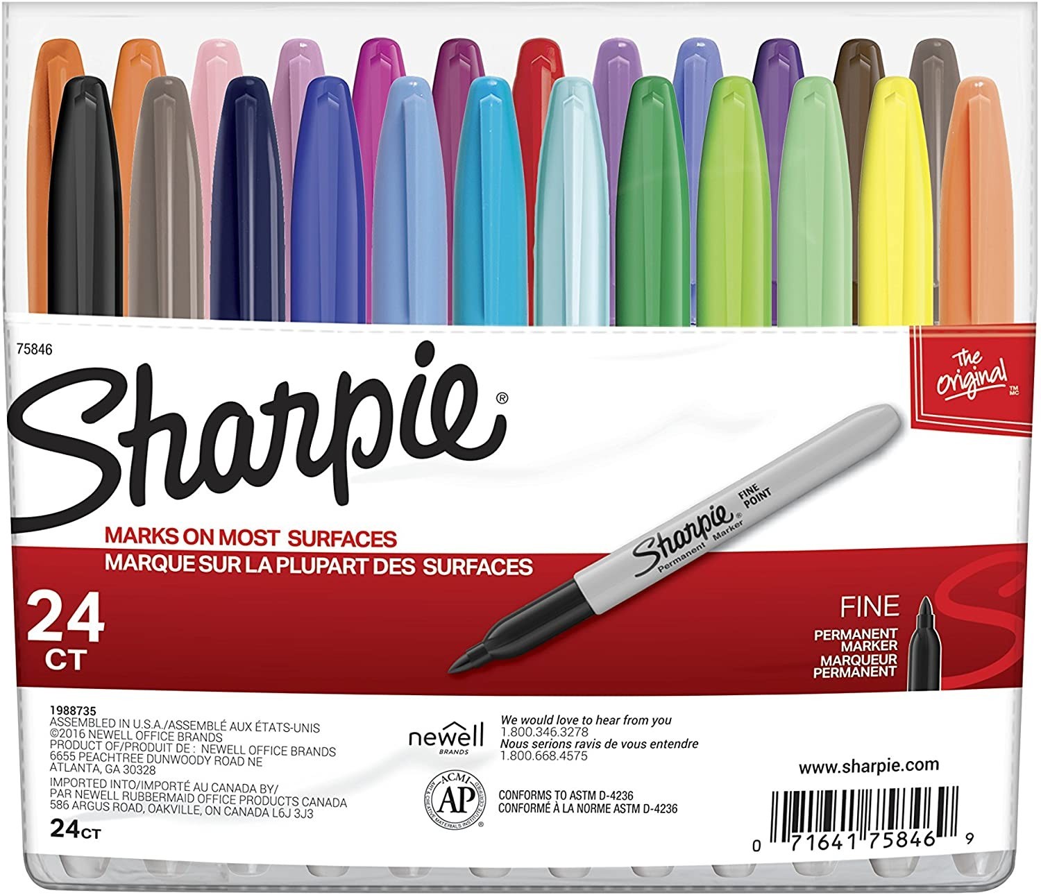 

Маркеры перманентные Sharpie Permanent Markers, Fine Point 24 шт. (‎75846)
