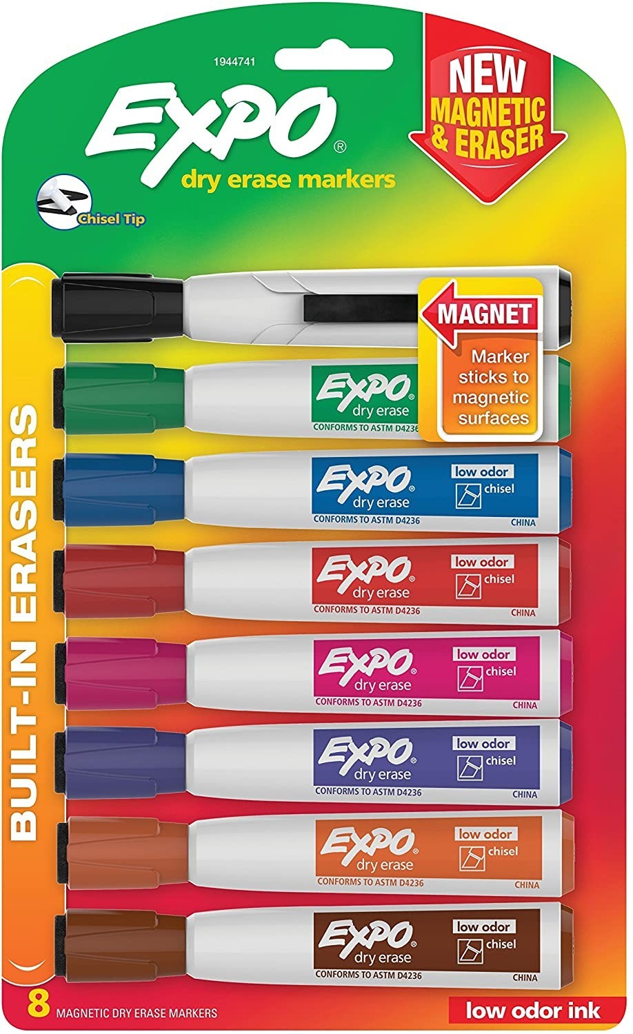 

Набор маркеров для досок сухого стирания с магнитом EXPO Magnetic Dry Erase Markers Цветные 8 шт. (1944741)