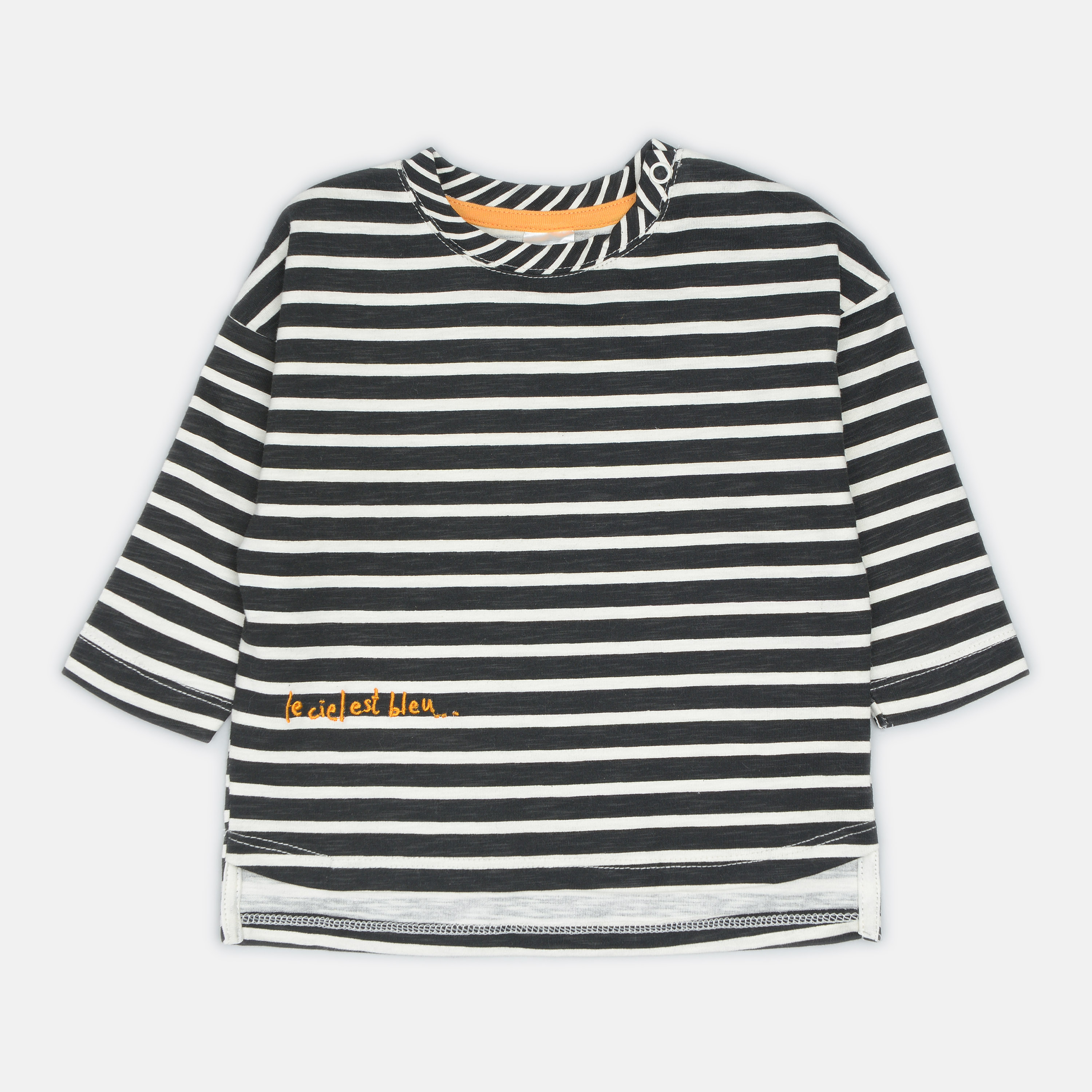 

Футболка с длинными рукавами H&M 95657977 68 см Бело-черная в полоску