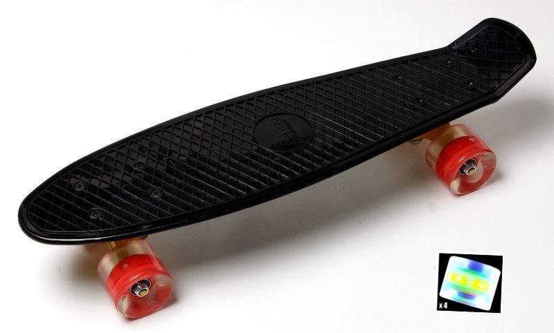 

Скейтборд Пенни борд Penny Board 22" BLACK Черный Светящиеся колеса красные