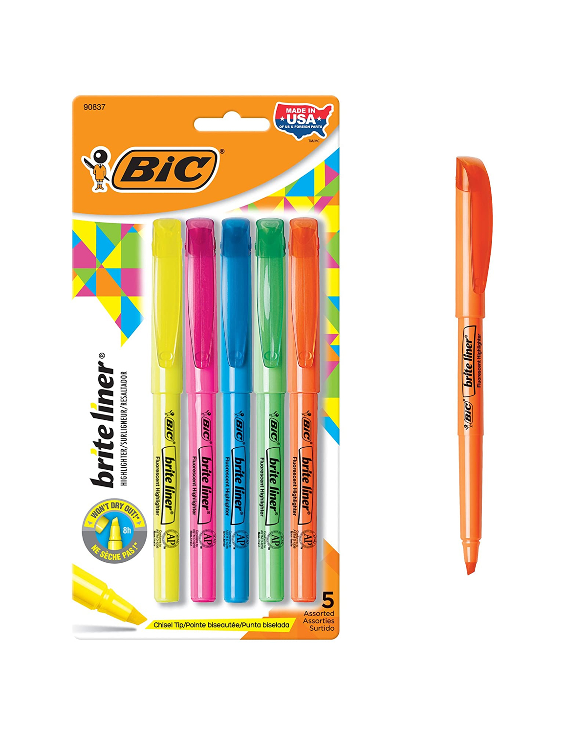 

Набор текстовых маркеров неоновых цветов 5 шт BIC разноцветный CO-550076