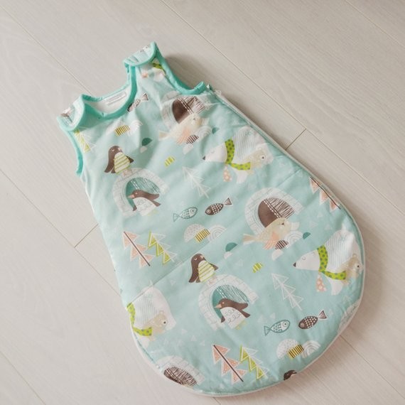 

Детский спальник MammyDo Penguins голубого цвета размер 18-36 месяцев