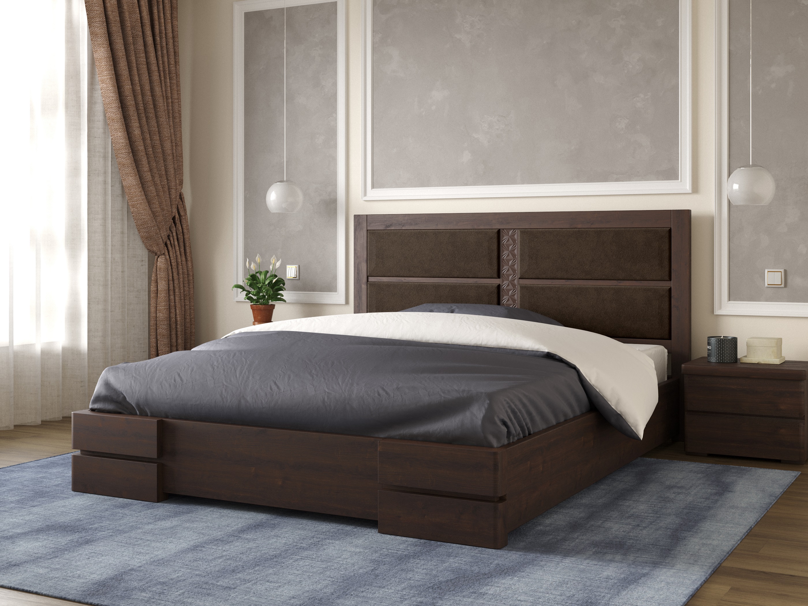 

Кровать Кардинал 1 с механизмом Arbordrev (160*190) сосна Темный Орех + Boston 66