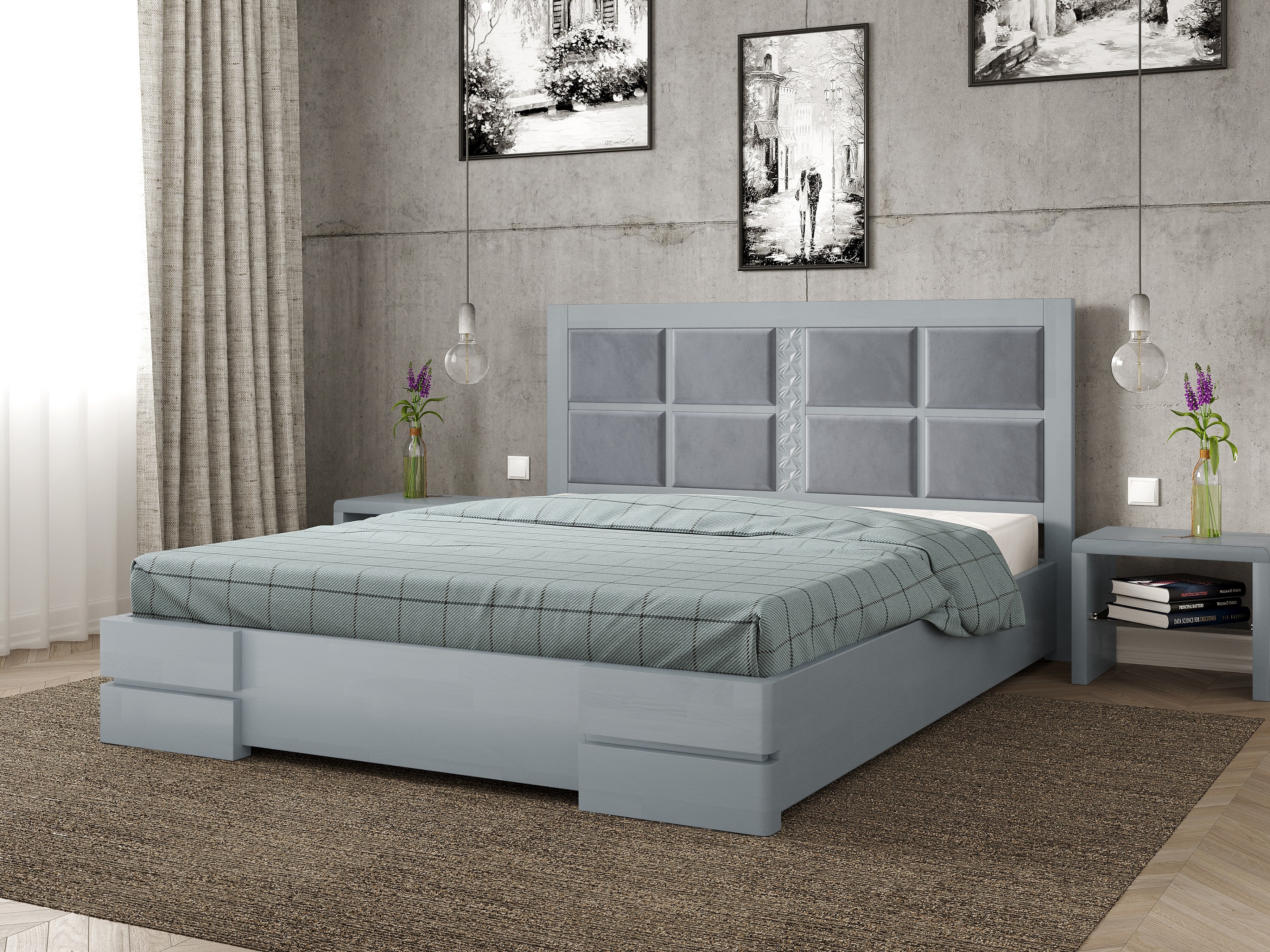 

Кровать Кардинал 2 Arbordrev (180*190) бук Серый + Riviera 80