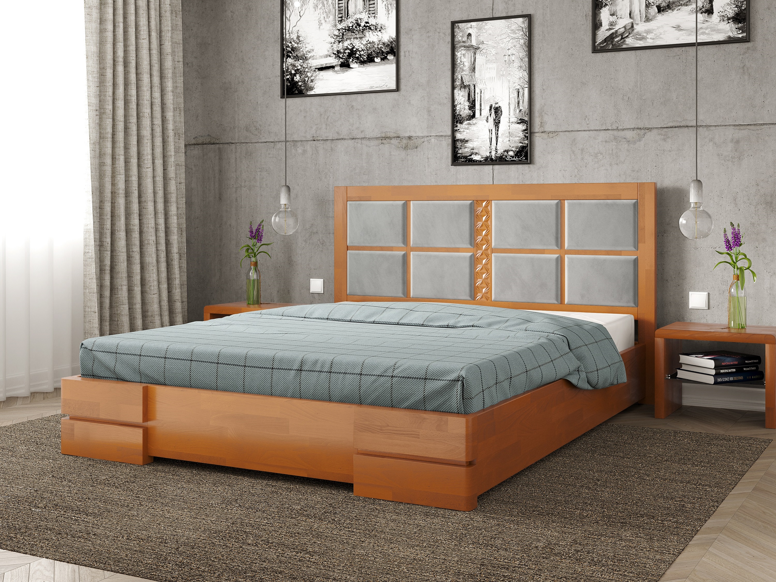 

Кровать Кардинал 2 Arbordrev (180*200) бук Ольха + Riviera 21