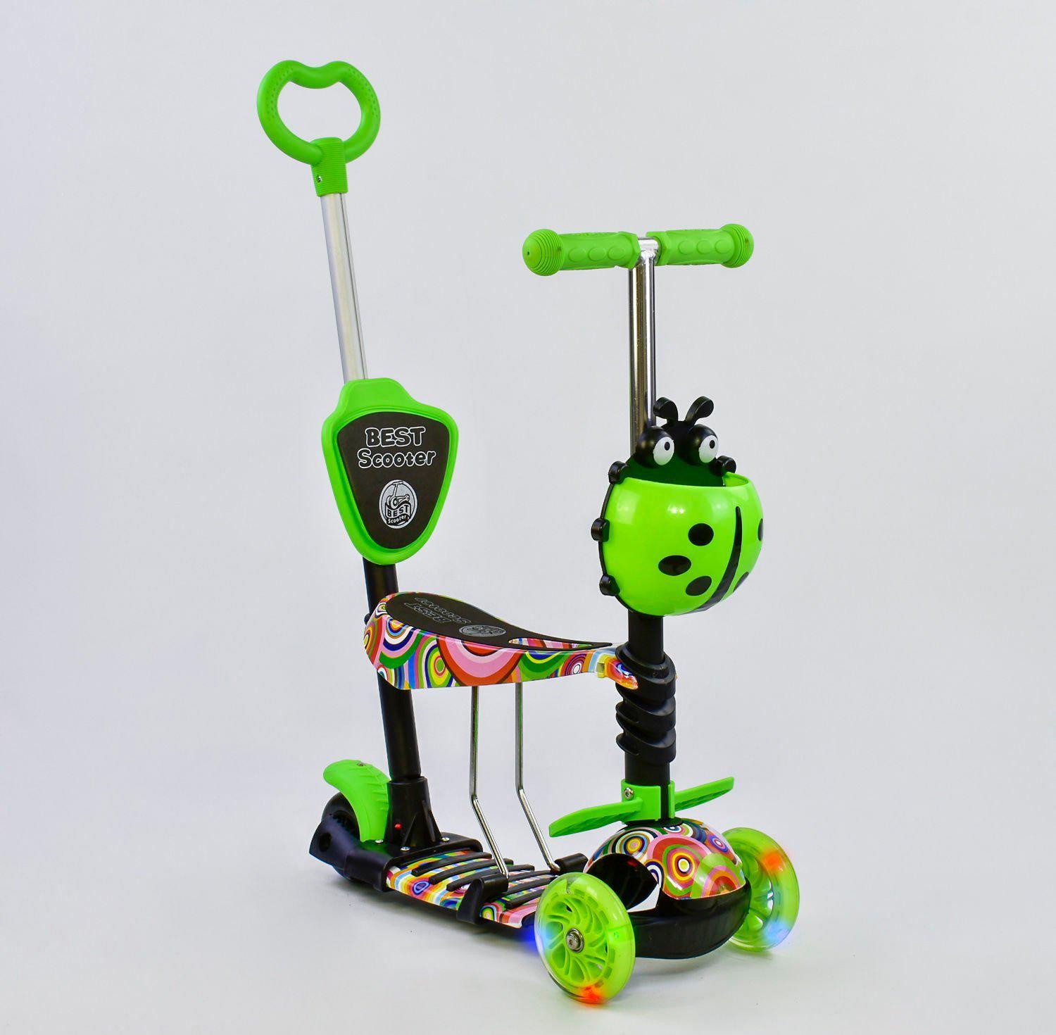 

Самокат с сиденьем 5в1 Best Scooter 33650 PU колеса с подсветкой