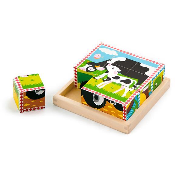 

Деревянные кубики-пазл Viga Toys Ферма (SKU-59789) 16 x 16 x 5 см