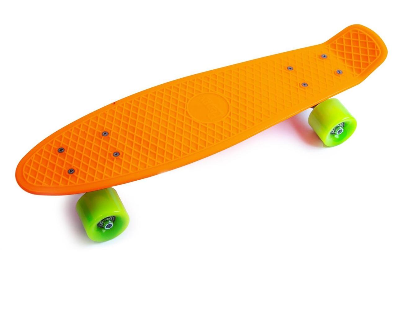 

Скейтборд "Penny Board", Оранжевый цвет, усиленный пластик, матовые колеса