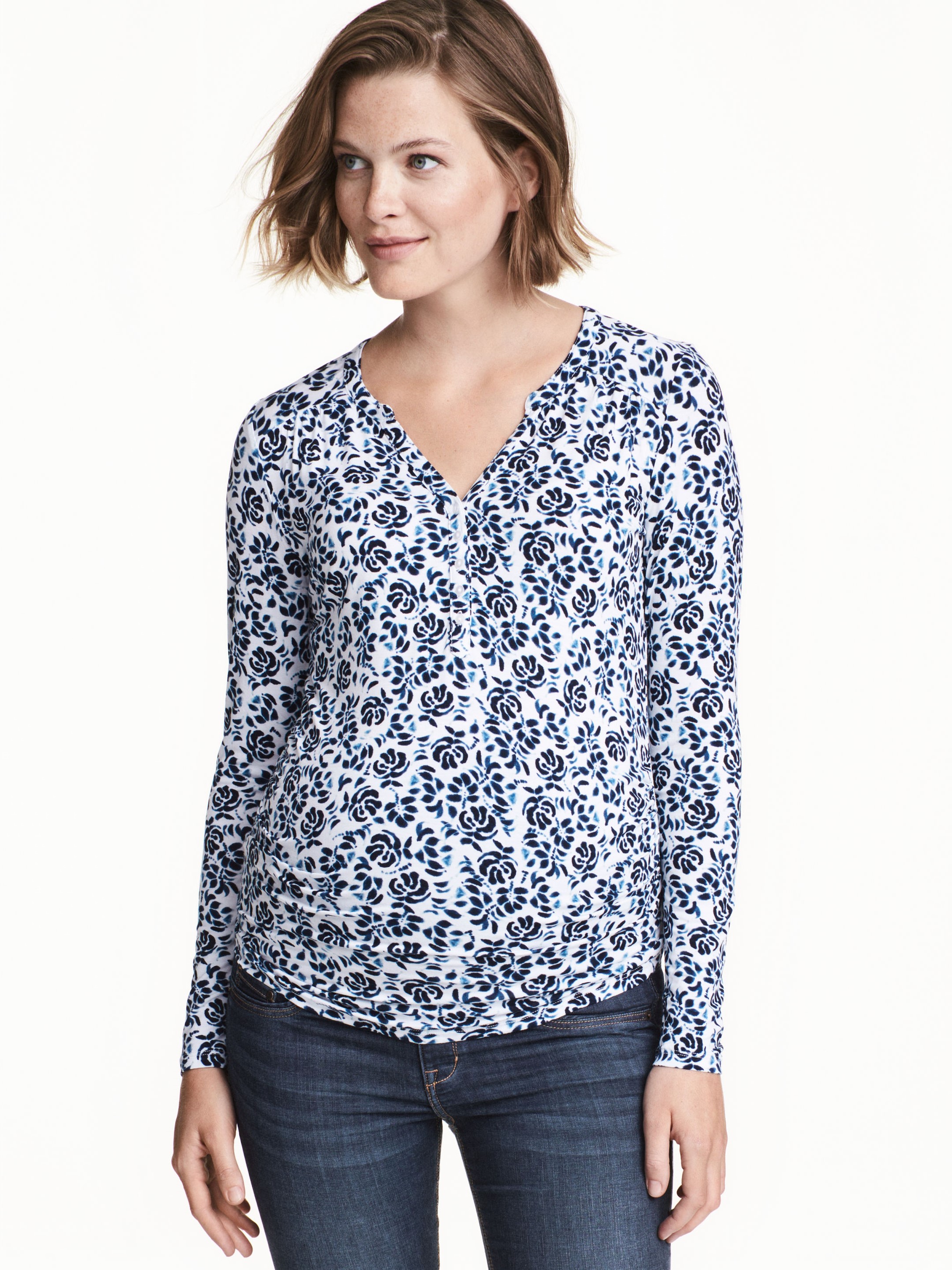 

Блузка H& XAZ068956RQCV  Белая с синим, Блузка H&M XAZ068956RQCV M Белая с синим