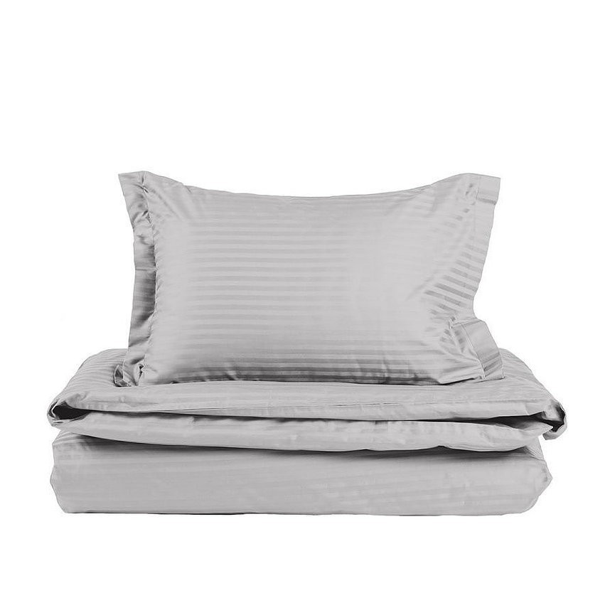 

Комплект постельного белья Страйп Сатин Premium, серый 100% хлопок Семейный
