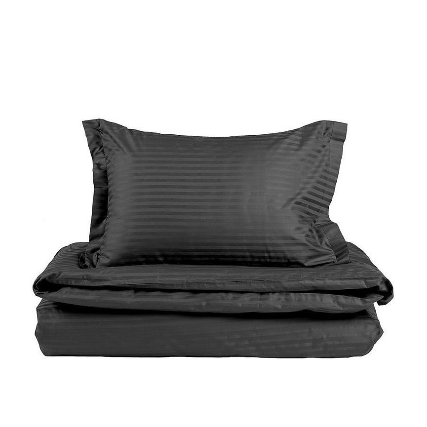 

Комплект постельного белья Страйп Сатин Standart, чёрный 100% хлопок Полуторный