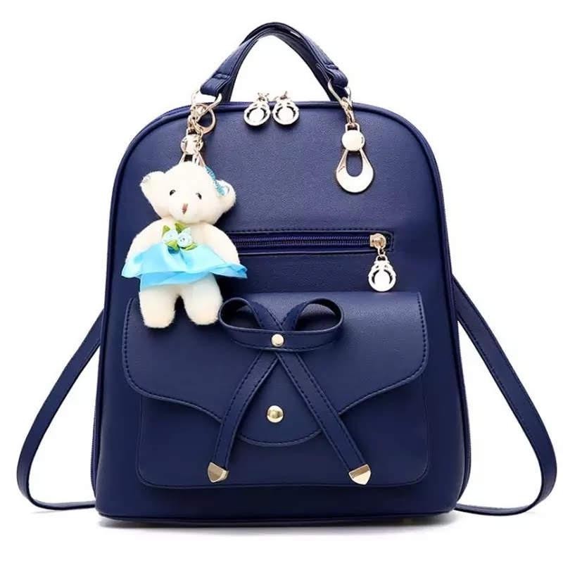 

Оригинальный женский рюкзак Эко-кожа NAVY BLUE bows с брелком