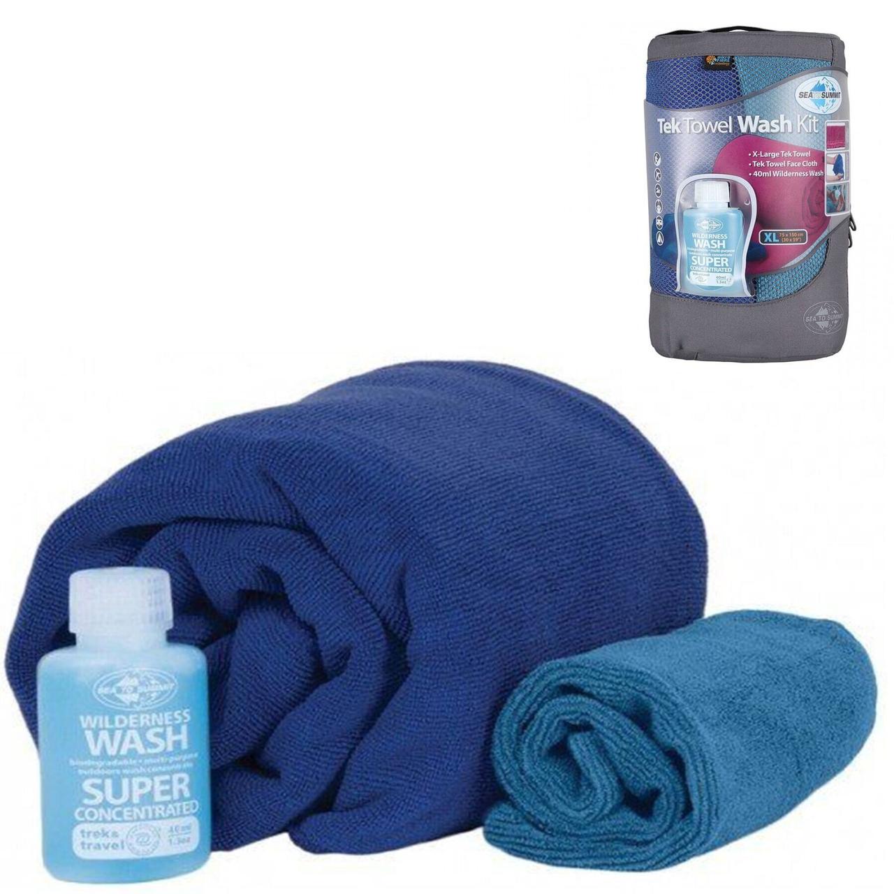 

Полотенце Sea to Summit Tek Towel Wash Kit M + туристическое мыло Cobalt (STS ATTKITMCO)