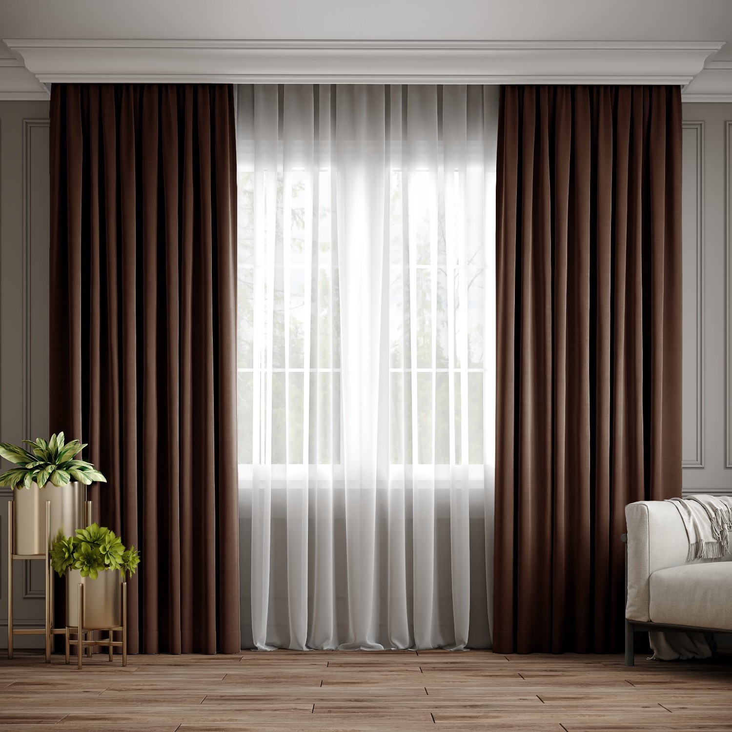 

Комплект штор Ann-Tailor микровелюр Коричневый 150x270 см 2 шт (217)