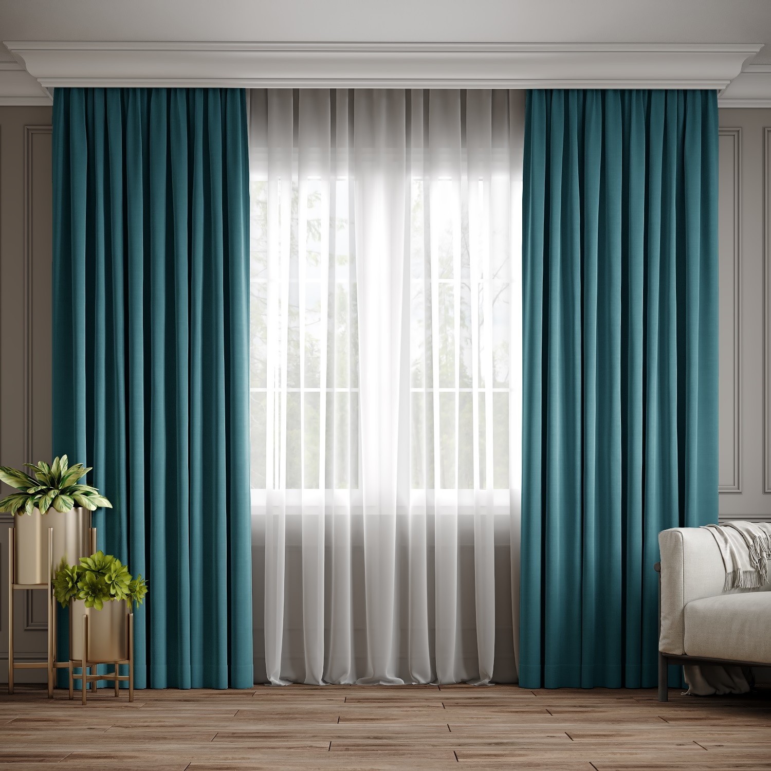 

Комплект штор Ann-Tailor микровелюр Бирюзовый 250x270 см 2 шт (100)