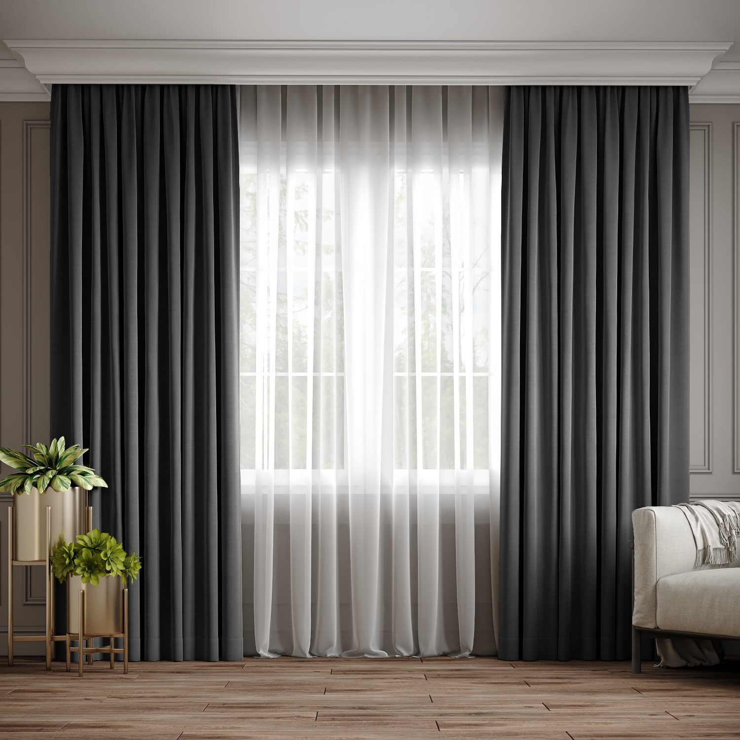 

Комплект штор Ann-Tailor микровелюр Темно-серый 250x270 см 2 шт (340)