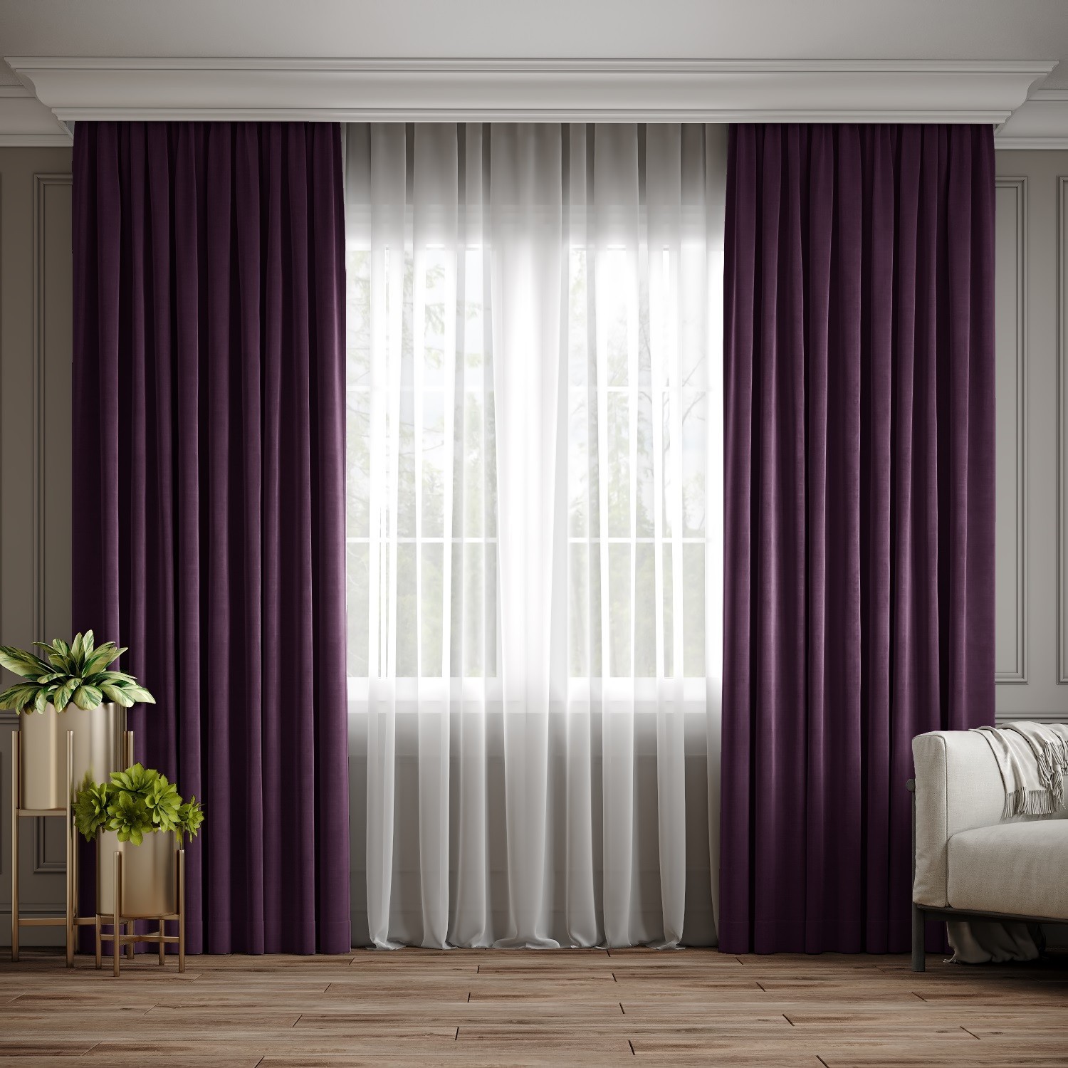

Комплект штор Ann-Tailor микровелюр Темно-фиолетовый 250x270 см 2 шт (111)