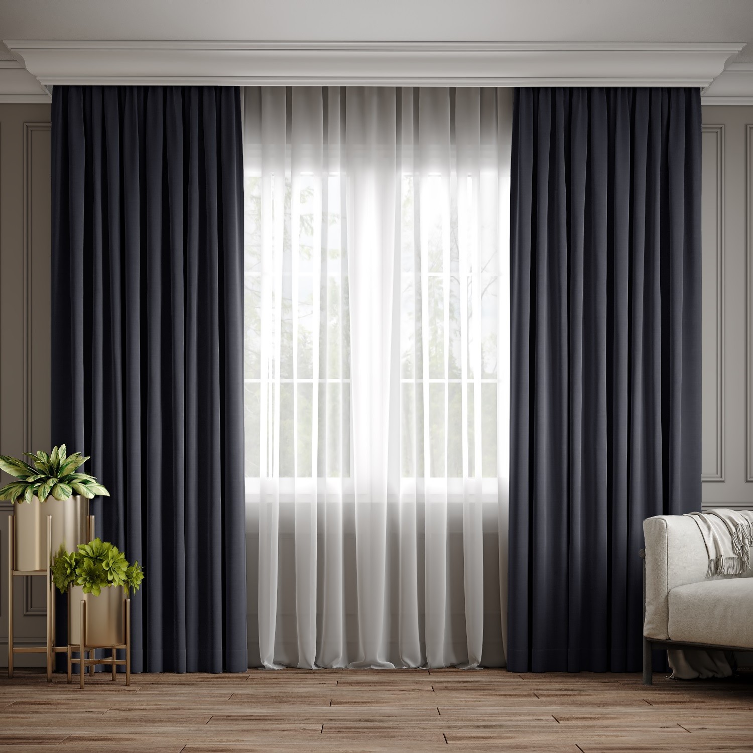 

Комплект штор Ann-Tailor микровелюр Графит 100x270 см 2 шт (373)