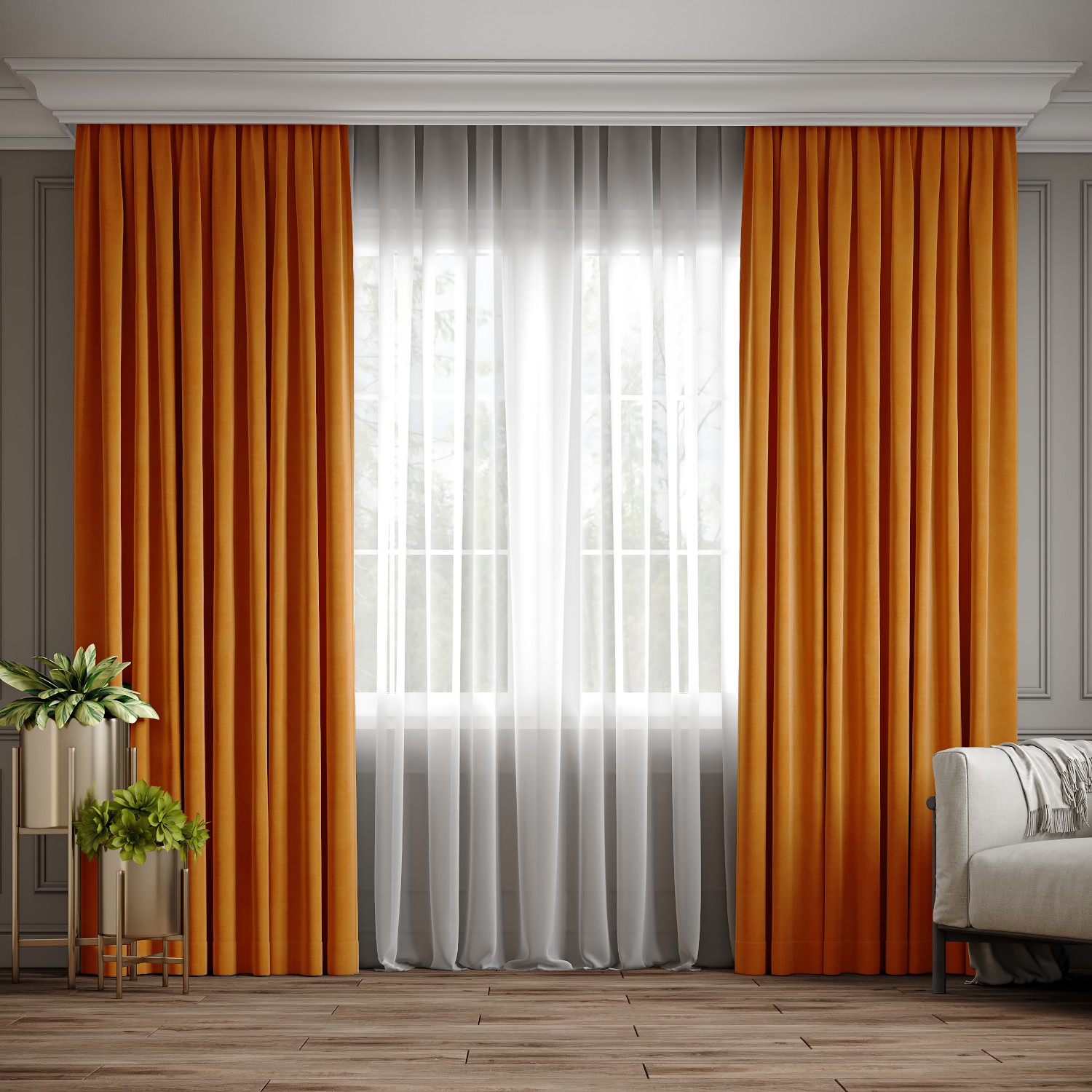 

Комплект штор Ann-Tailor микровелюр Оранжевый 300x270 см 2 шт (106)