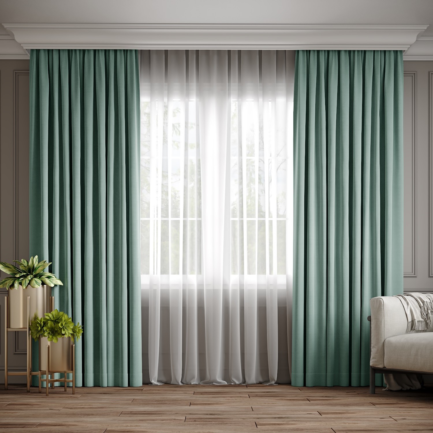 

Комплект штор Ann-Tailor микровелюр Мятный 100x270 см 2 шт (208)
