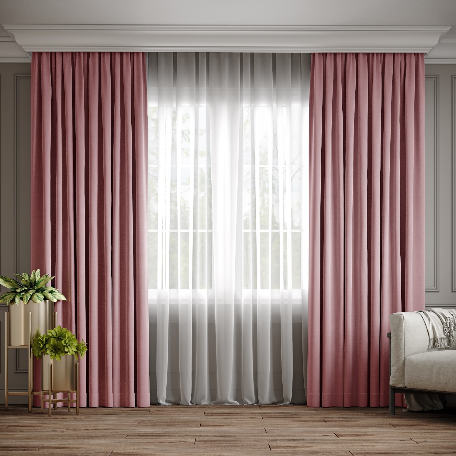 

Комплект штор Ann-Tailor микровелюр Сухая роза 100x270 см 2 шт (213)