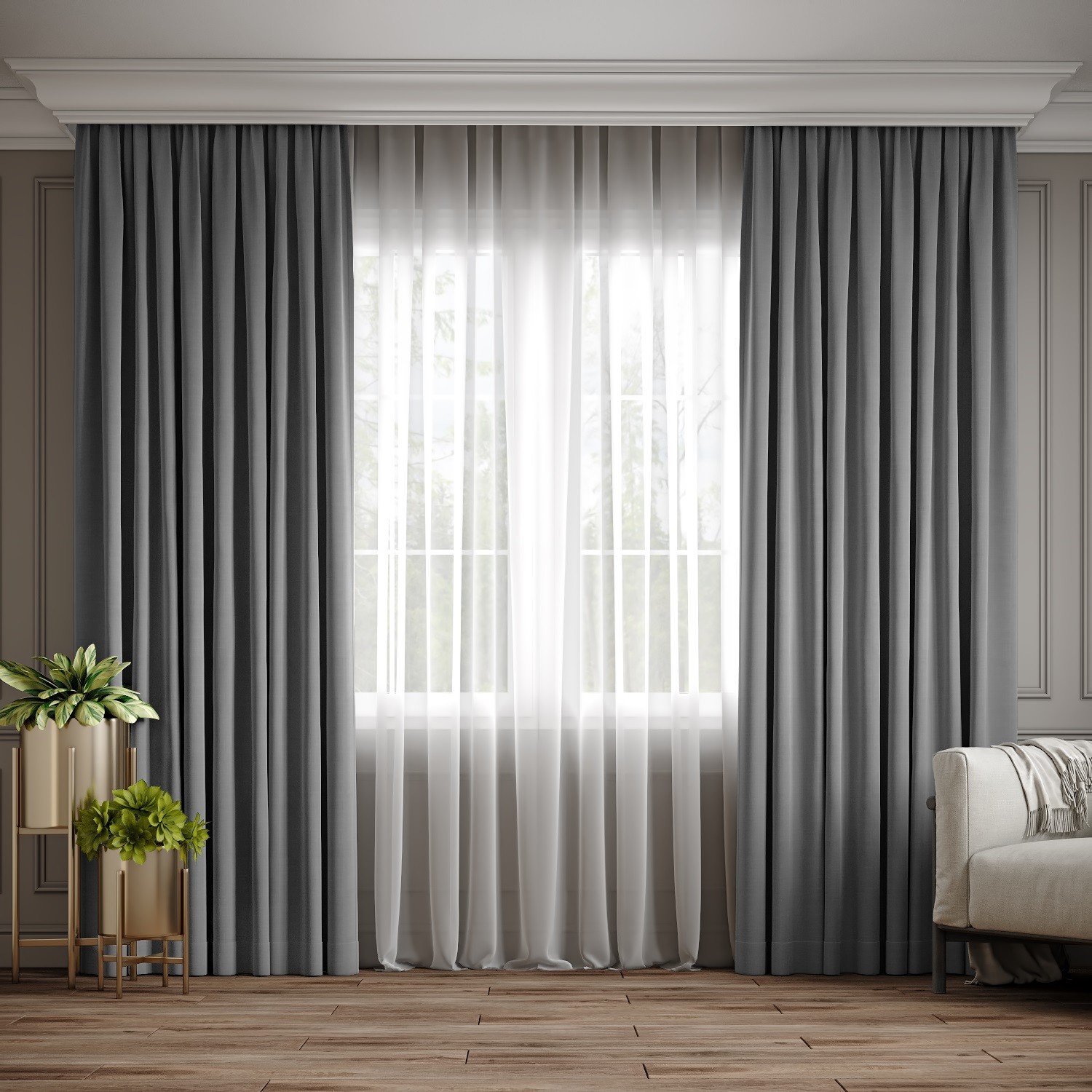 

Комплект штор Ann-Tailor микровелюр Серый 250x270 см 2 шт (372)