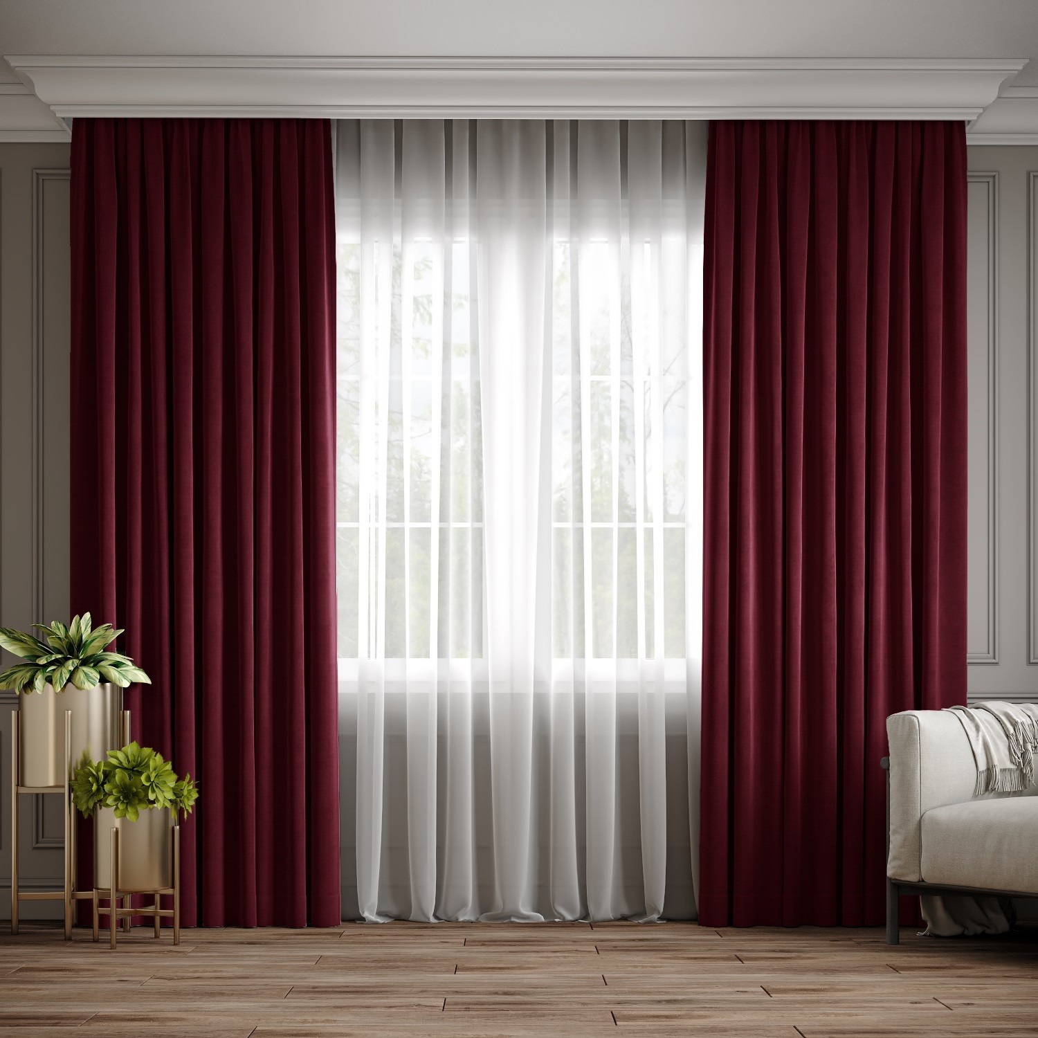 

Комплект штор Ann-Tailor микровелюр Бордовый 150x270 см 2 шт (197)