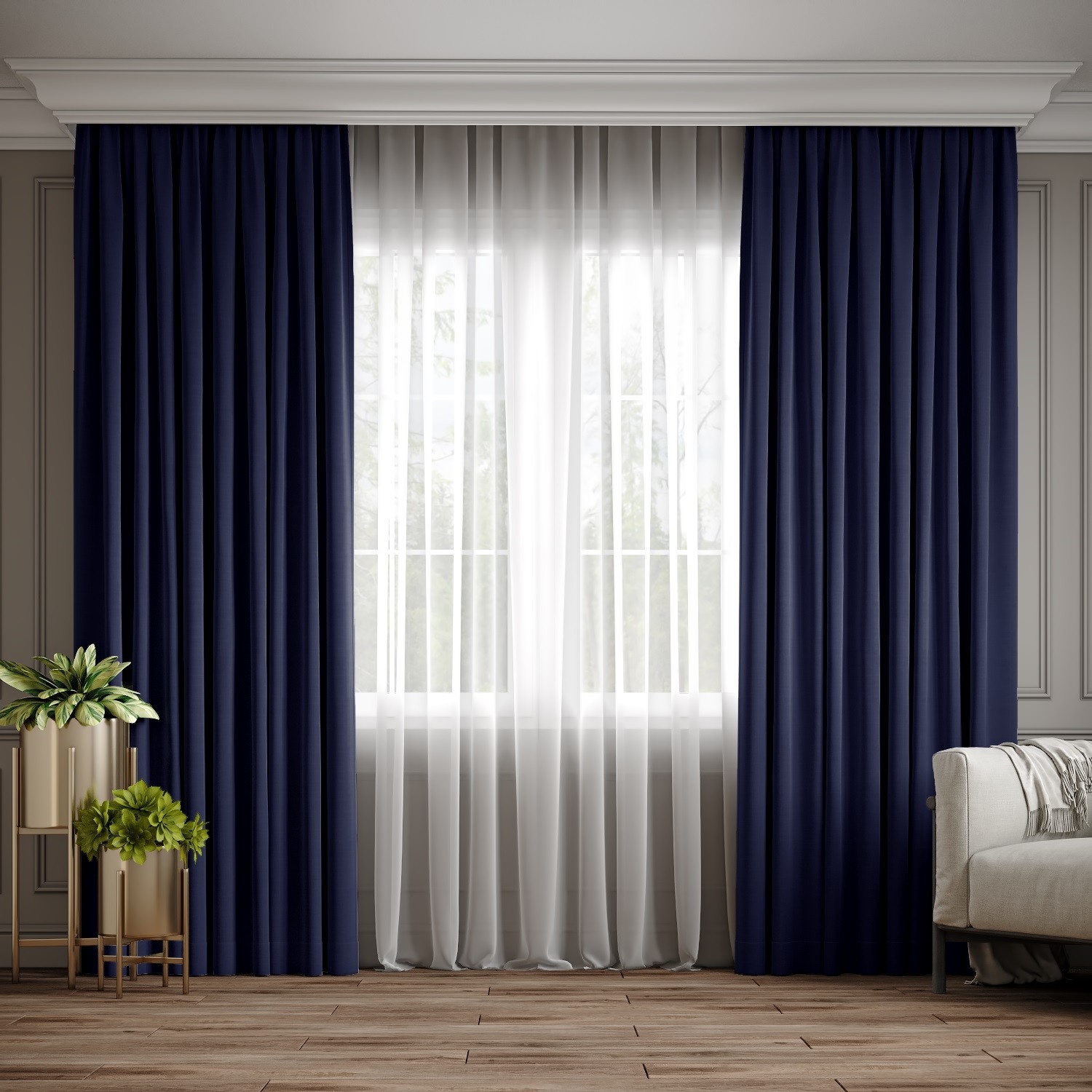 

Комплект штор Ann-Tailor микровелюр Темно-синий 150x270 см 2 шт (206)