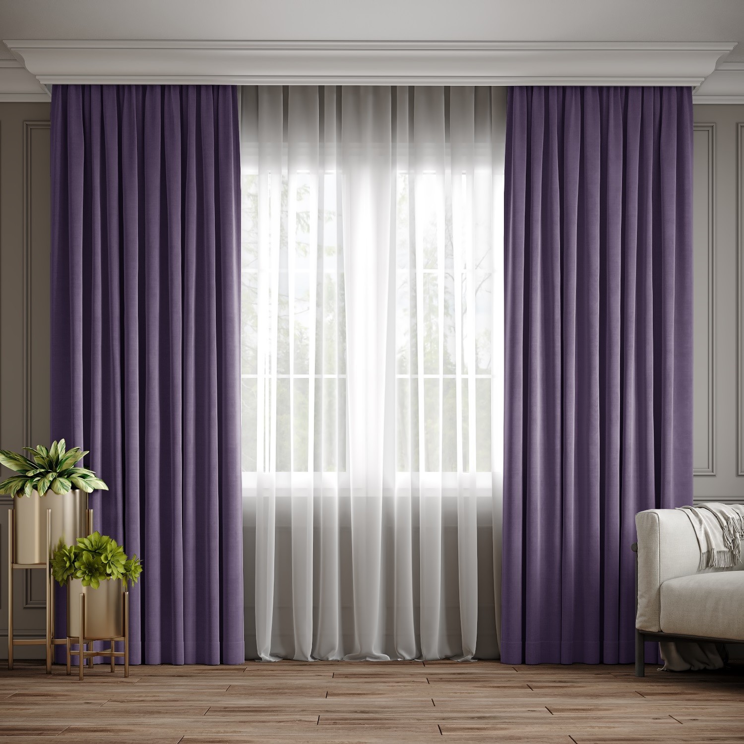 

Комплект штор Ann-Tailor микровелюр Серо-фиолетовый 150x270 см 2 шт (223)
