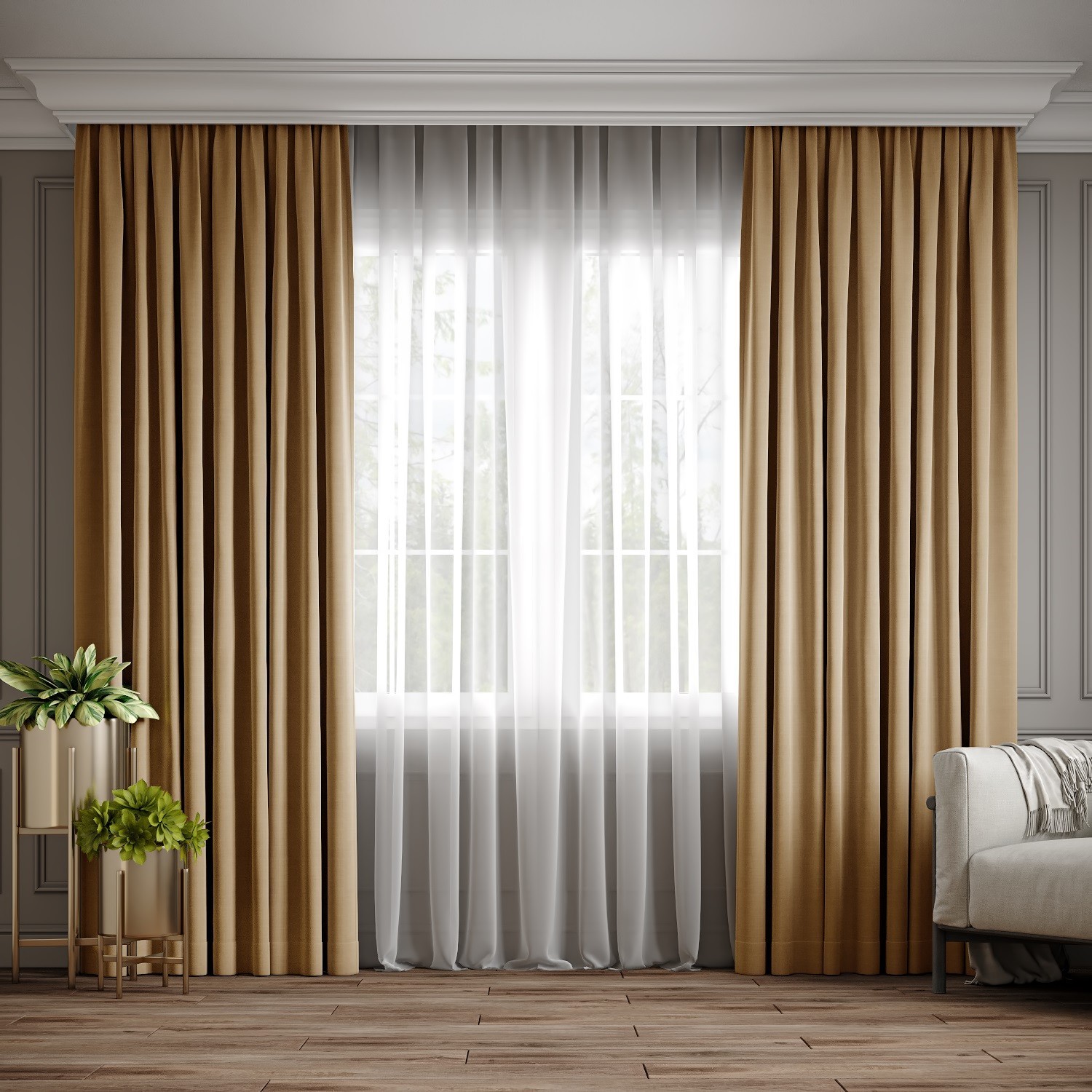 

Комплект штор Ann-Tailor микровелюр Песочный 250x270 см 2 шт (199)