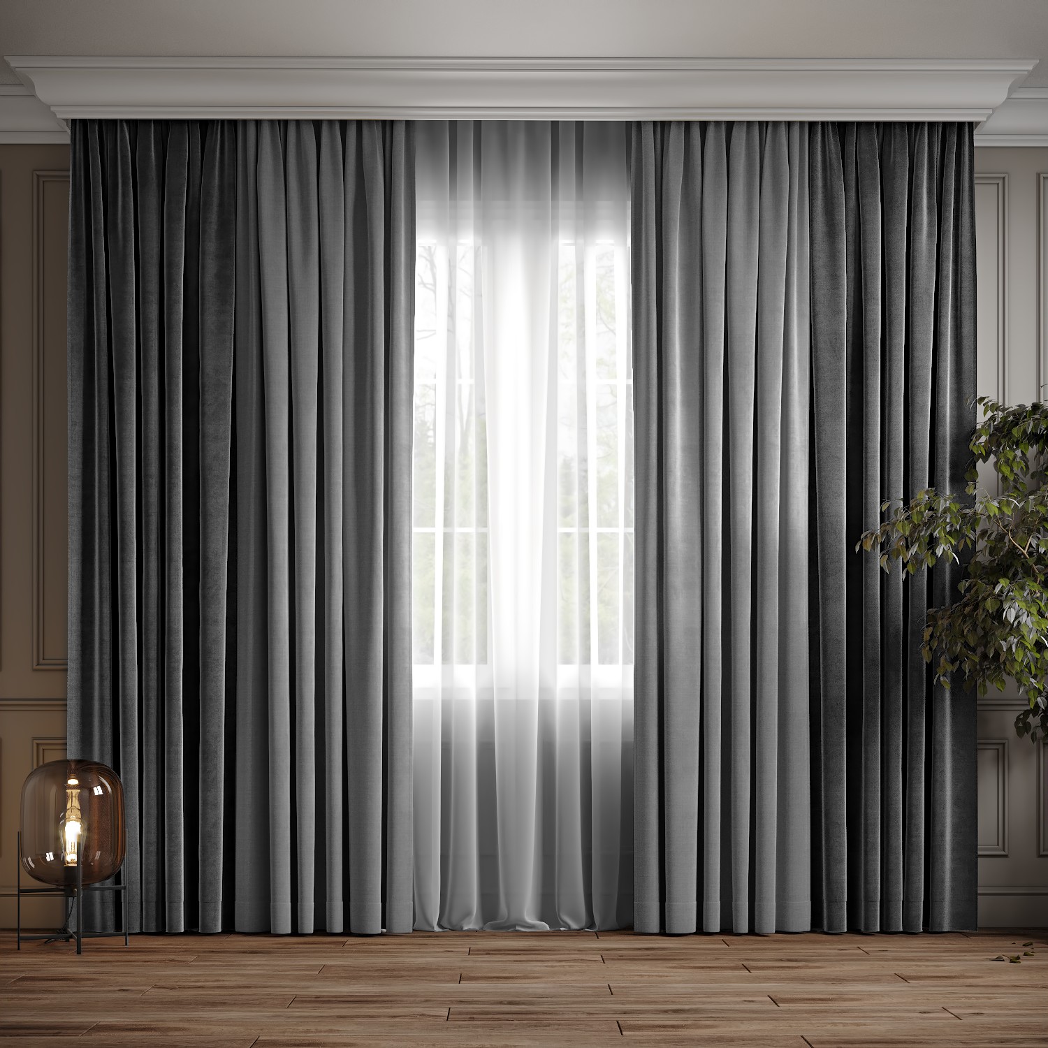 

Комплект двухцветные шторы Ann-Tailor микровелюр Серый с светло-серым 150x270 см 2 шт (372-371)
