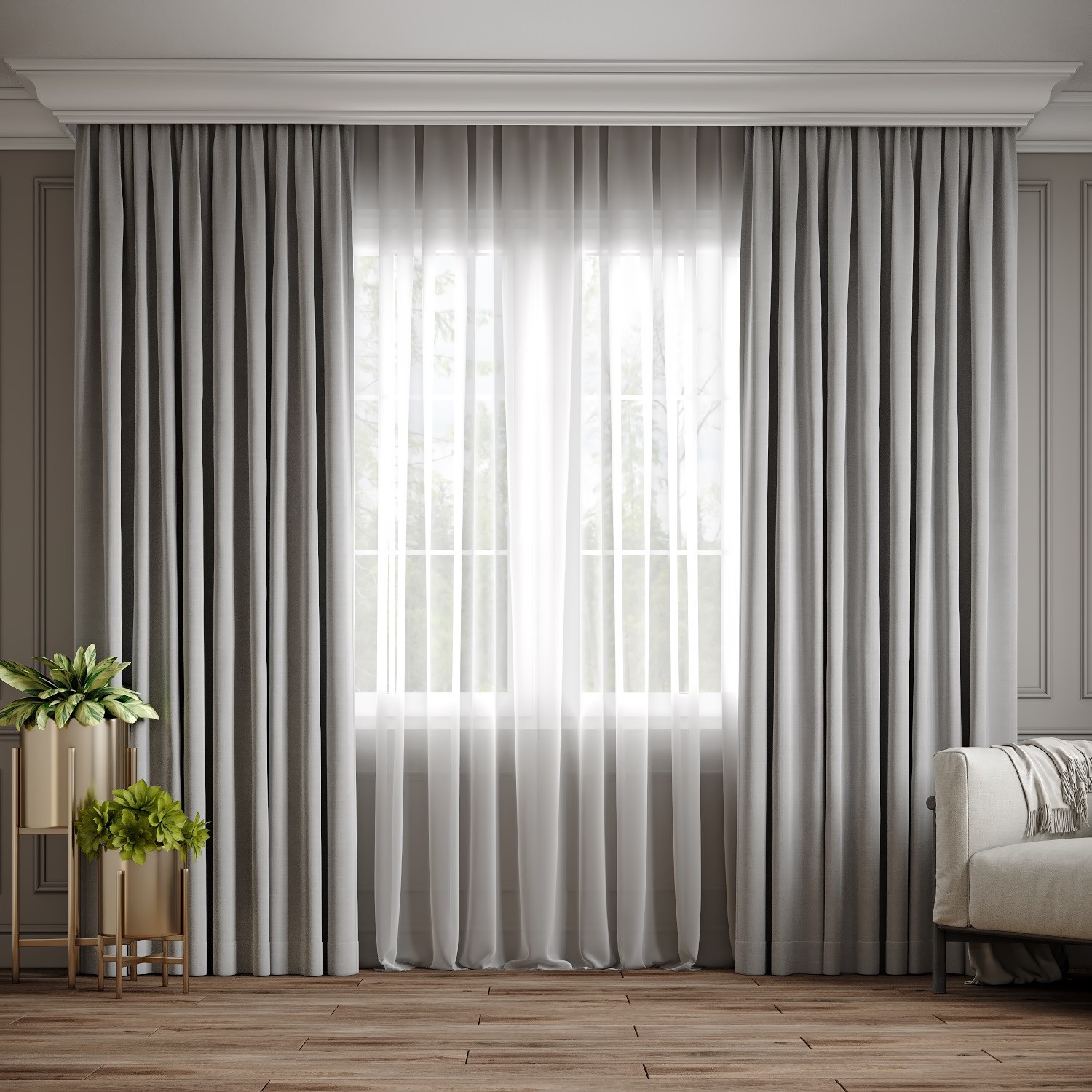 

Комплект штор Ann-Tailor микровелюр Светло-серый 300x270 см 2 шт (371)