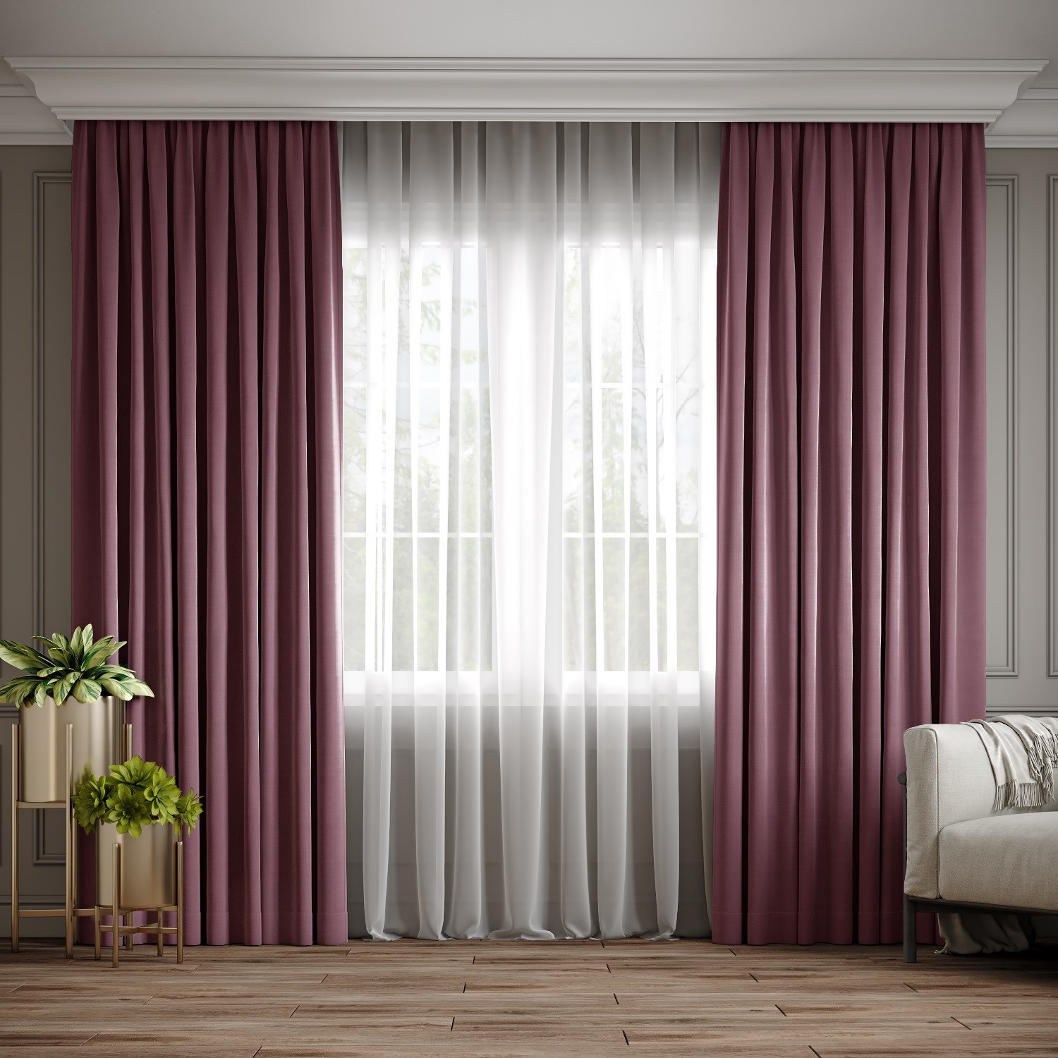 

Комплект штор Ann-Tailor микровелюр Розово-сиреневый 300x270 см 2 шт (212)