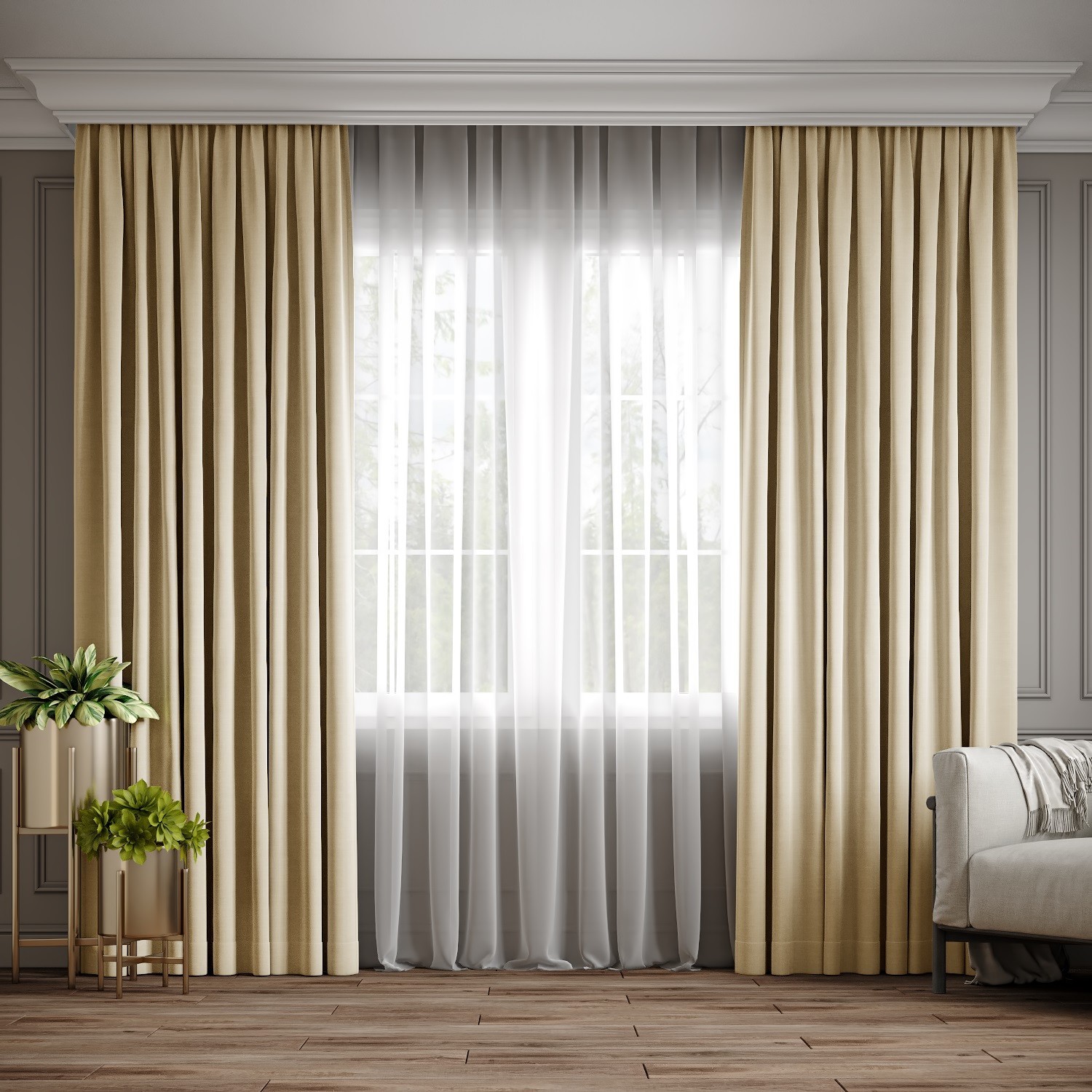 

Комплект штор Ann-Tailor микровелюр Бежевый 100x270 см 2 шт (250)