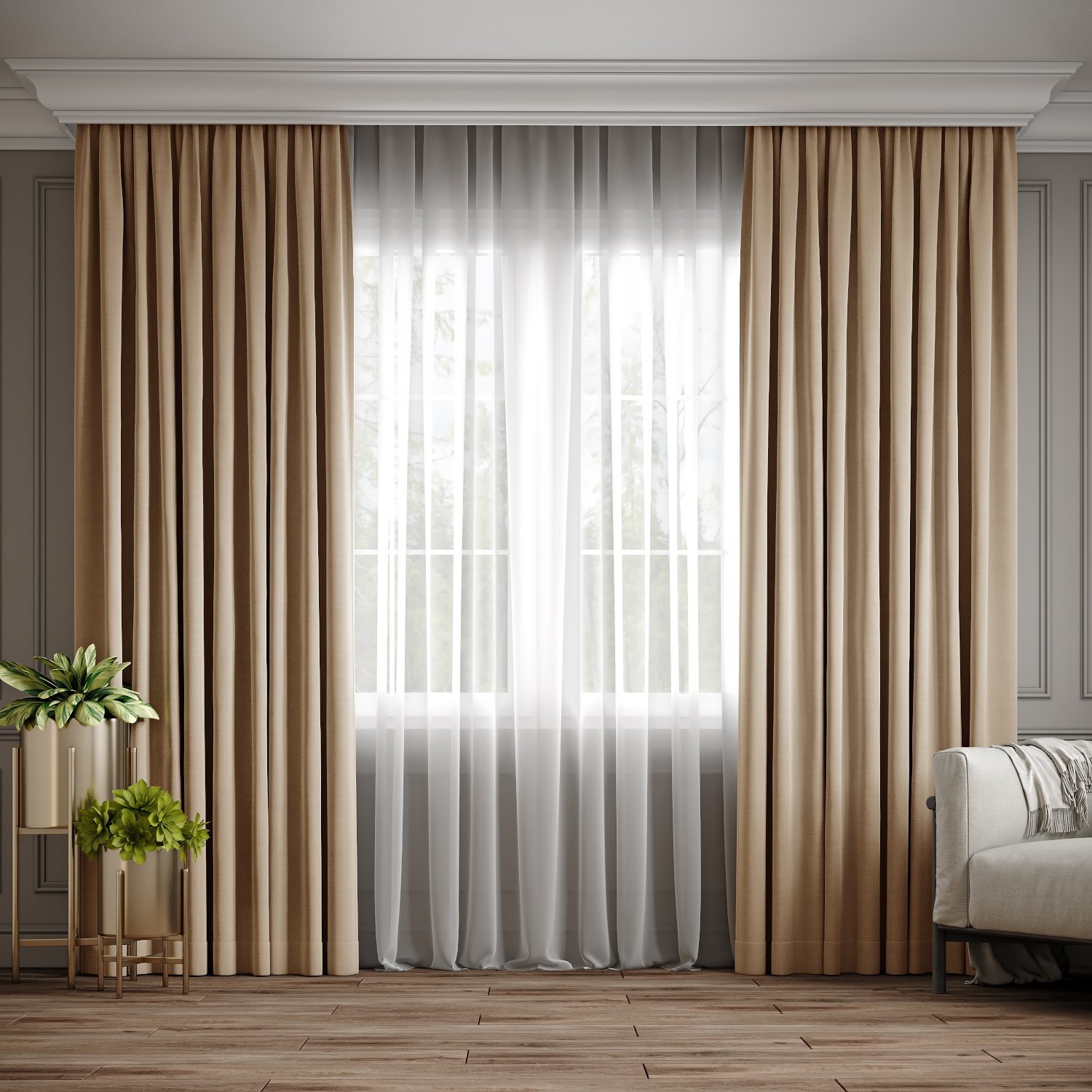 

Комплект штор Ann-Tailor микровелюр Бежево-песочный 250x270 см 2 шт (96)