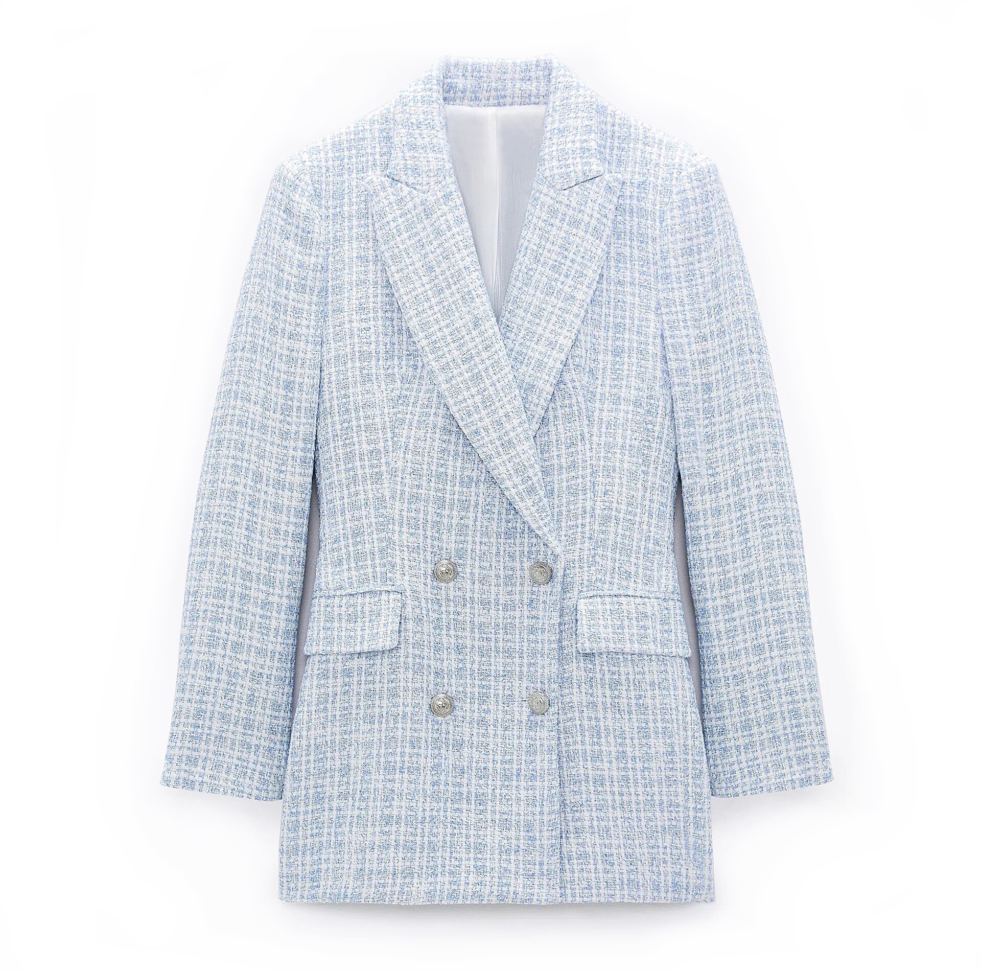 

Женский твидовый пиджак в клетку LOOK CHIC SD-15833 M голубой
