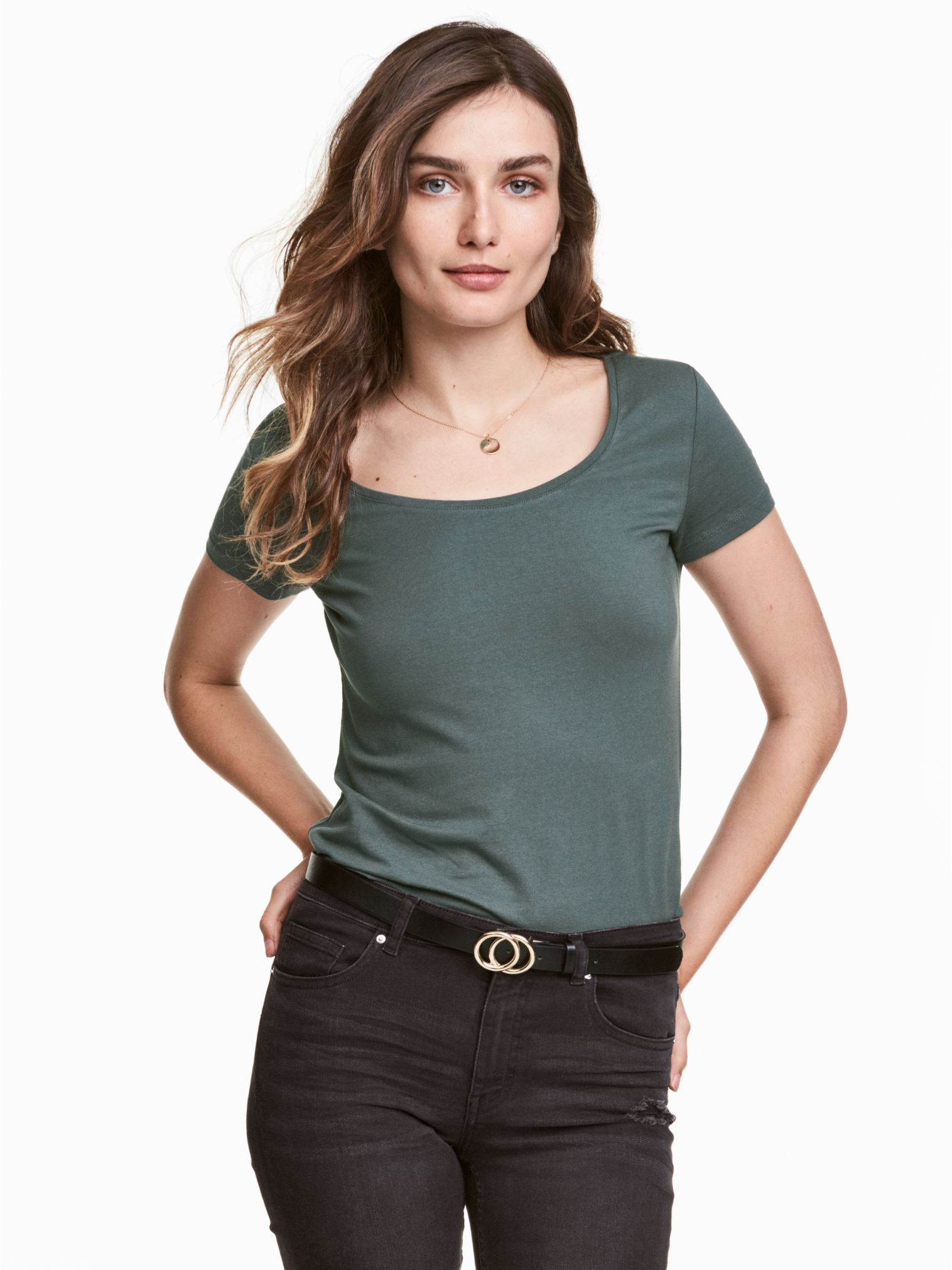 

Футболка H&M 2302163 S Темно-зеленая