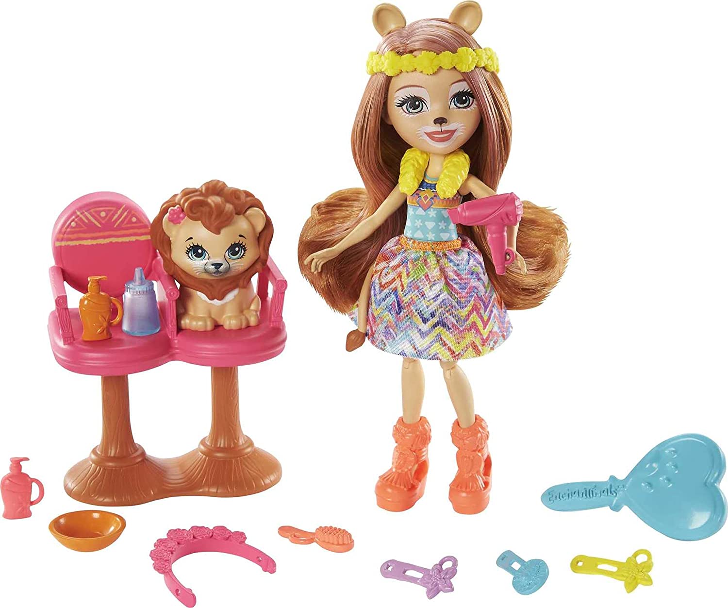 

Игровой набор Стильный салон с куклой Лейси Лев Enchantimals Sunny Savanna Stylin’ Salon Playset Lacey Lion Doll (GTM29)