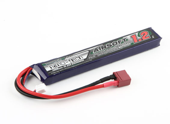 

Аккумулятор LiPo 2S 7.4V 1200mAh 15-25C T-Connector Turnigy nano-tech Airsoft для страйкбола