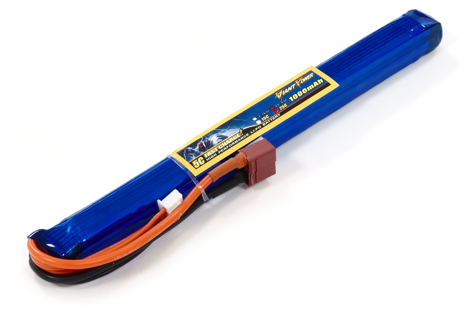 

Аккумулятор для страйкбола Giant Power Li-Pol 11.1V 3S 1000mAh 25C 15х15х185мм T-Plug