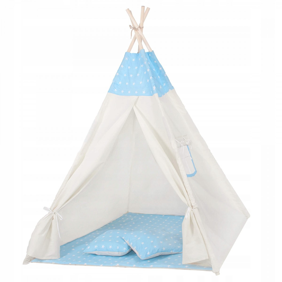 

Детская палатка Вигвам SPRINGOS TIPI Игровой домик для детей 120 х 100 см Хлопок Белый голубой (TIP06) XXL