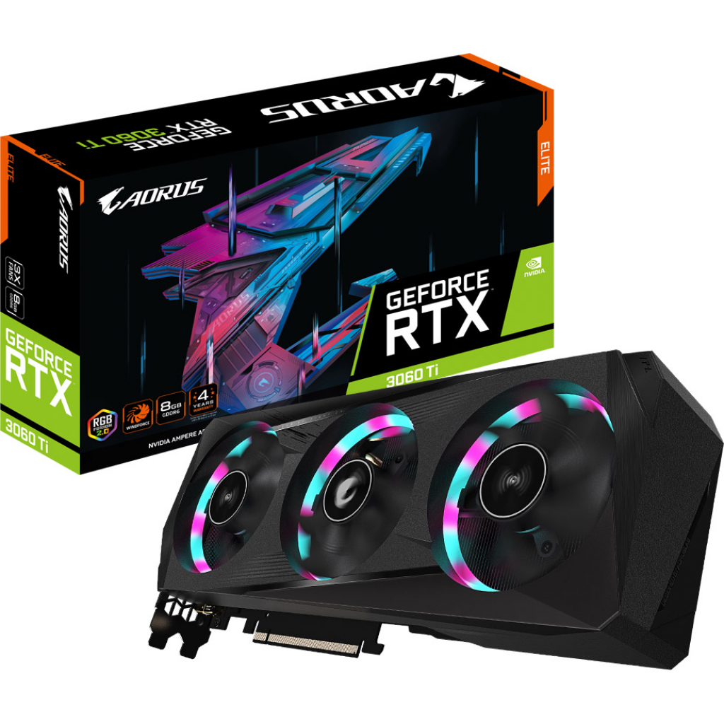 

Видеокарта Gigabyte GeForce RTX3060Ti 8Gb AORUS ELITE 2.0 LHR (GV-N306TAORUS E-8GD 2.0)