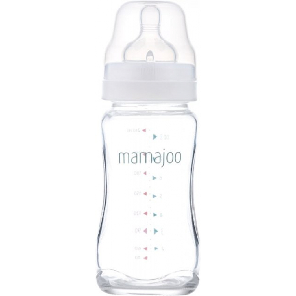 

Бутылочка для кормления Mamajoo cтеклянная №2 M с силиконовой соской 240 мл (8697767124418)