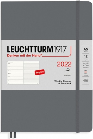 

Щотижневик з місцем для записів Leuchtturm1917 на 2022 рік середній 14,5 х 21 см антрацитовий м'який