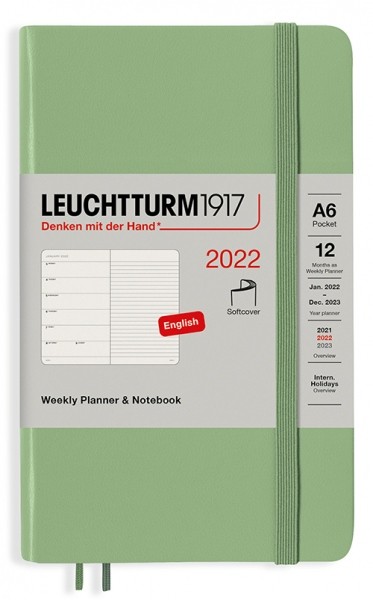 

Щотижневик з місцем для записів Leuchtturm1917 на 2022 рік кишеньковий 9 х 15 см зелений м'який