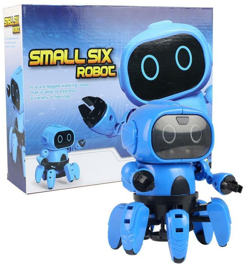 

Робот-конструктор VBESTLIFE Small Six Robot высота 16 см, 2 режима, ИК-датчик, движение вперед/назад, LED-подсветка глаз (963)
