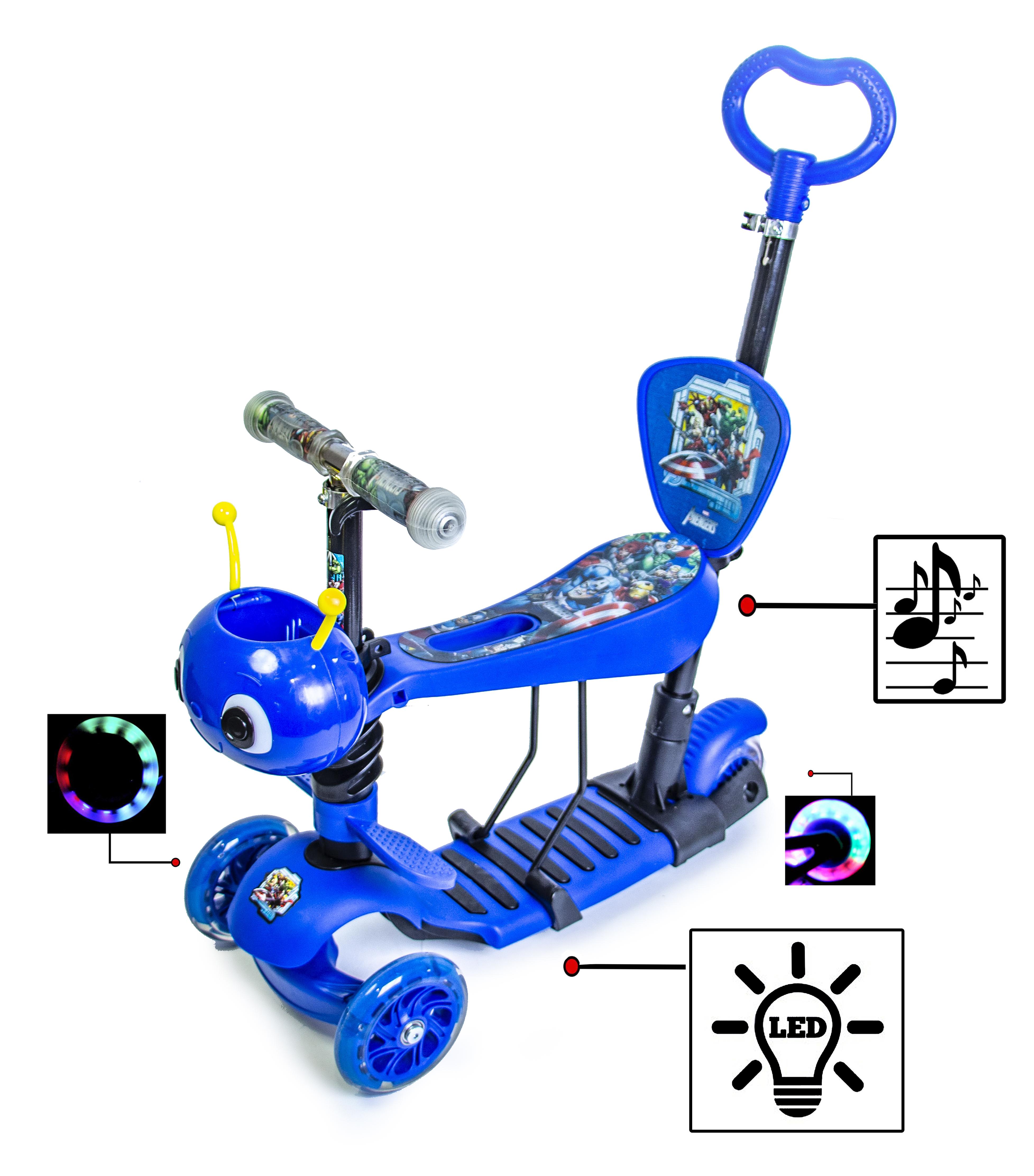 

Самокат 5 в 1 Scooter Синий с светом и музыкой Светящиеся колеса (SD 1348559461)