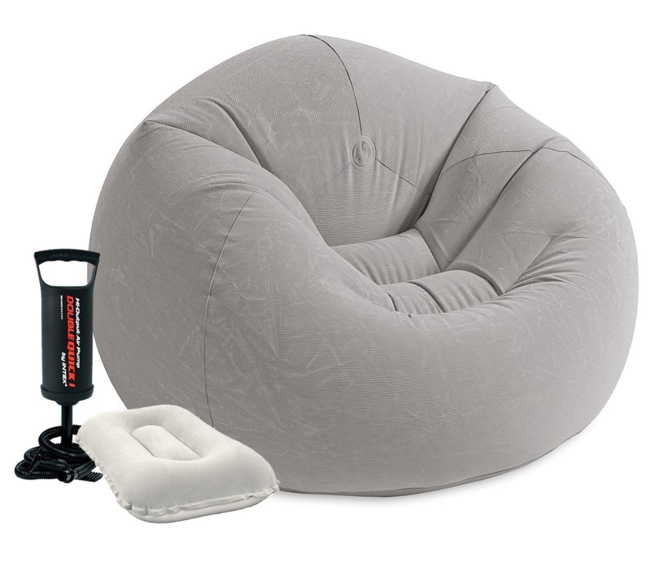 

Надувное кресло Intex Beanless Bag с насосом и подушками Серый 107х104х69 см (IP-172870)
